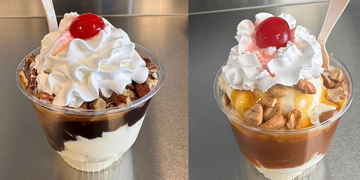 Custard sundaes from West Bend Creamery